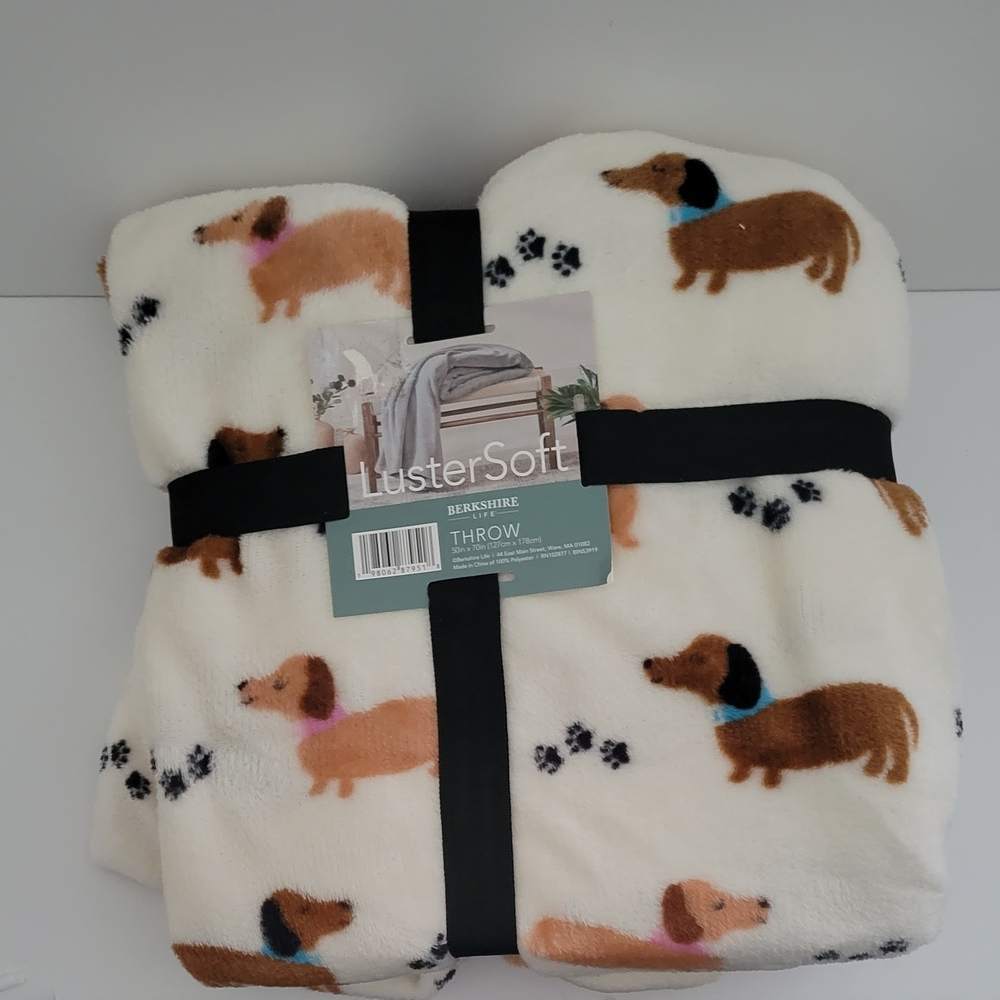 Berkshire LusterSoft Dog Pattern Throw Blanket